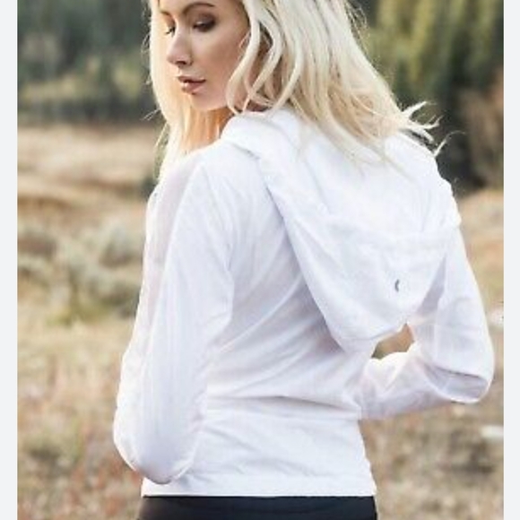 Zyia Activewear White Mesh Lined Jacket Hooded Thumb Holes Womens Size XLarge - Picture 16 of 16